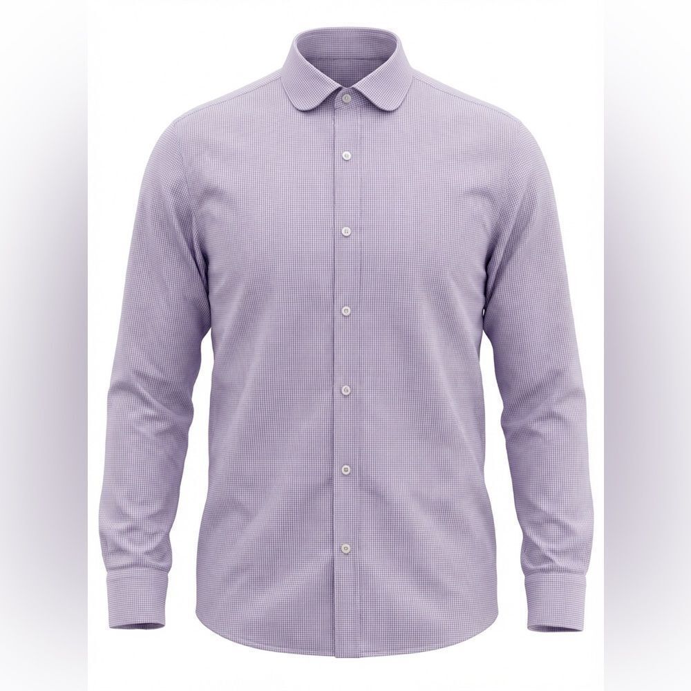 HUGO BOSS MENS BUTTON DOWN SHIRT PURPLE CHECK SIZE L
